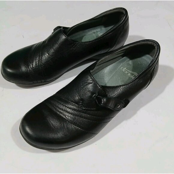 Dansko Franny Loafer Size 37 US 7 Black Milled Nappa Hook Loop Comfort Work - Picture 1 of 14